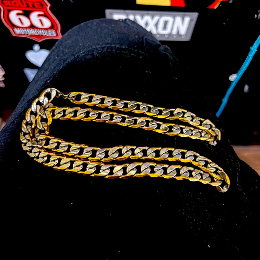 .925 Sterling Silver and Gold two tone Cuban Cut 26” long 12 mm wide chain.